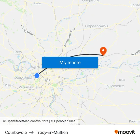 Courbevoie to Trocy-En-Multien map