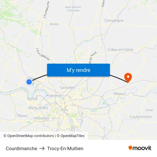 Courdimanche to Trocy-En-Multien map