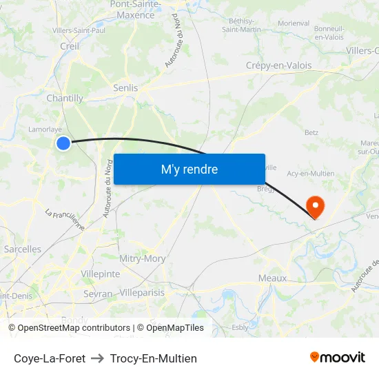 Coye-La-Foret to Trocy-En-Multien map