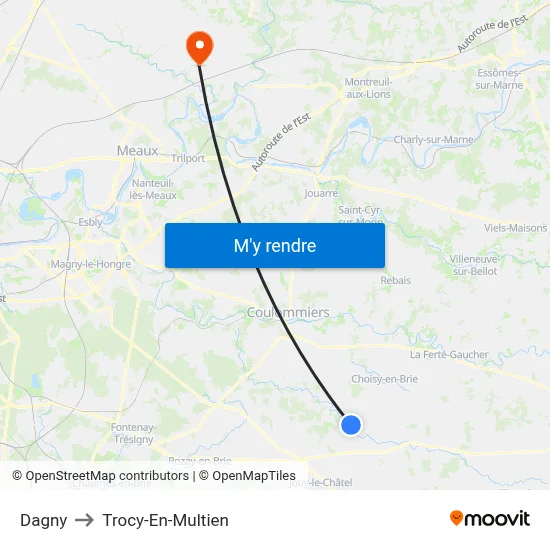 Dagny to Trocy-En-Multien map