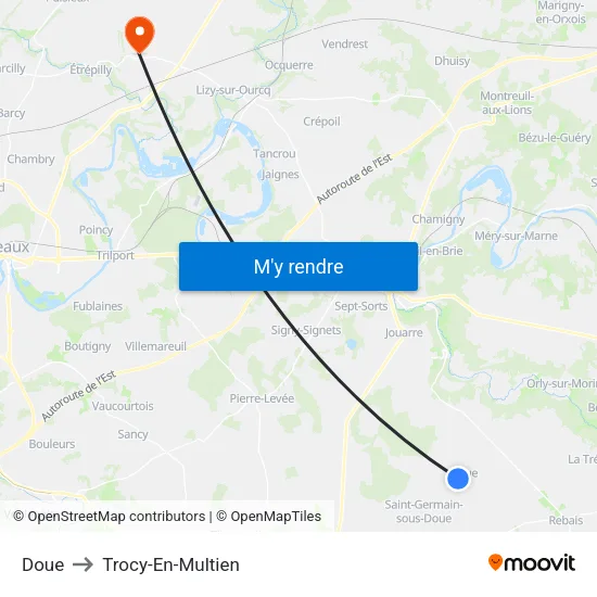 Doue to Trocy-En-Multien map