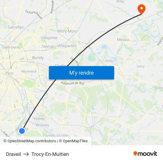 Draveil to Trocy-En-Multien map