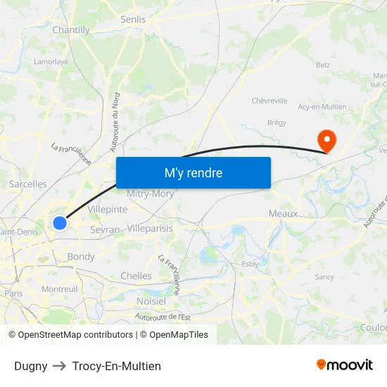 Dugny to Trocy-En-Multien map