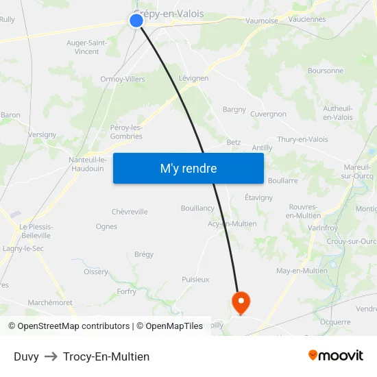 Duvy to Trocy-En-Multien map