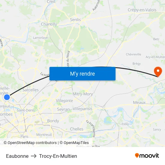 Eaubonne to Trocy-En-Multien map