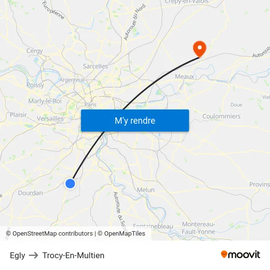 Egly to Trocy-En-Multien map