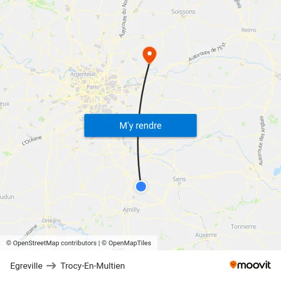 Egreville to Trocy-En-Multien map