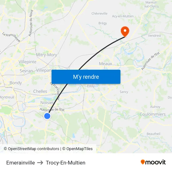 Emerainville to Trocy-En-Multien map