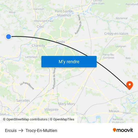 Ercuis to Trocy-En-Multien map