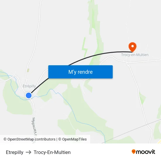Etrepilly to Trocy-En-Multien map