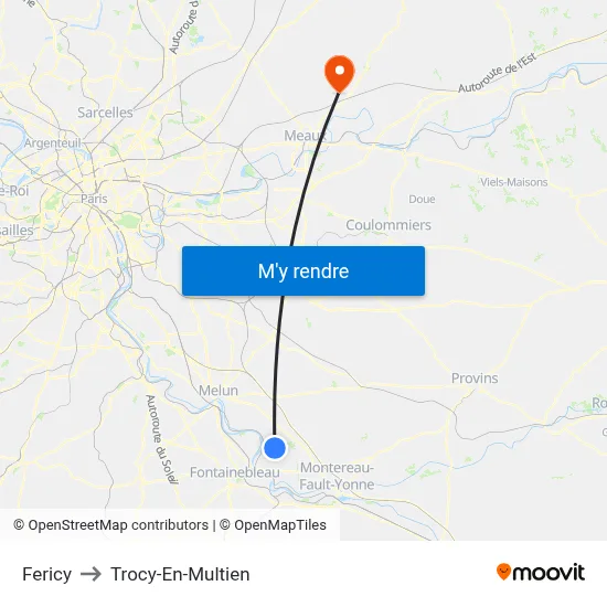 Fericy to Trocy-En-Multien map