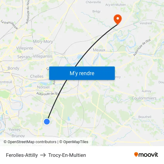 Ferolles-Attilly to Trocy-En-Multien map