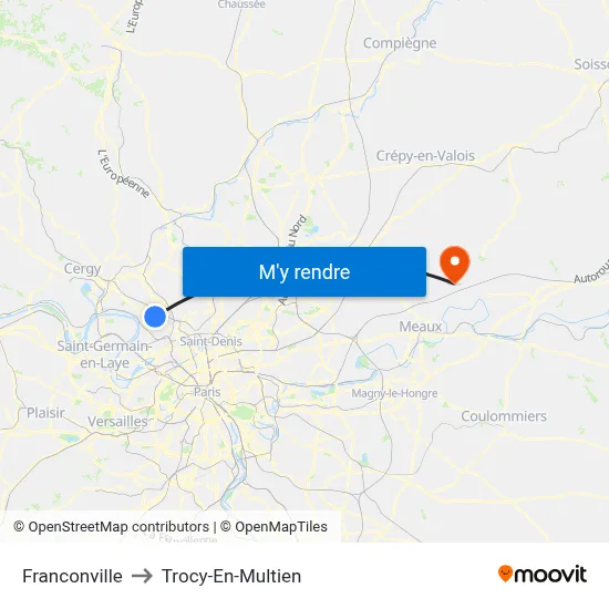 Franconville to Trocy-En-Multien map