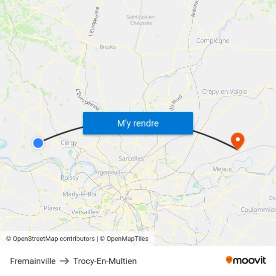 Fremainville to Trocy-En-Multien map