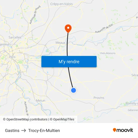 Gastins to Trocy-En-Multien map