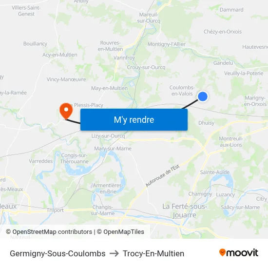 Germigny-Sous-Coulombs to Trocy-En-Multien map