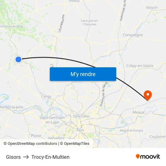 Gisors to Trocy-En-Multien map