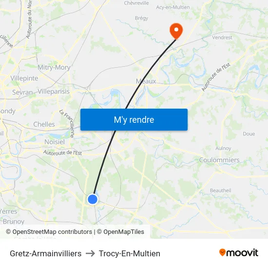 Gretz-Armainvilliers to Trocy-En-Multien map