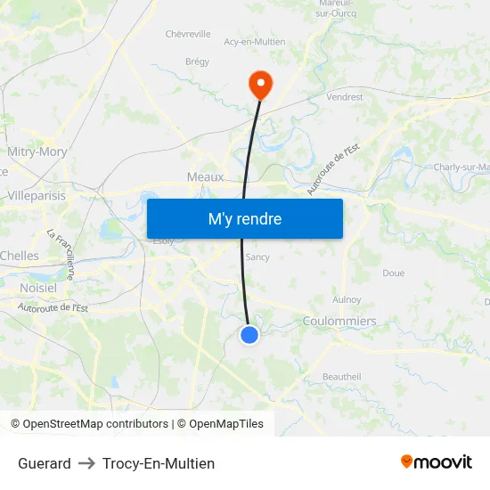 Guerard to Trocy-En-Multien map