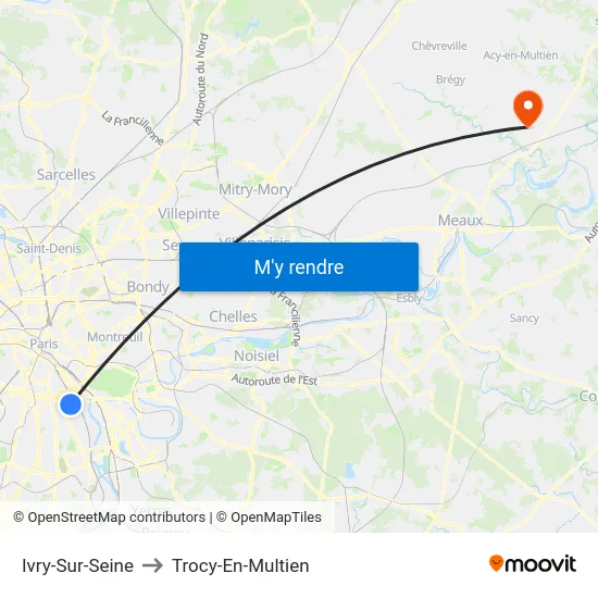 Ivry-Sur-Seine to Trocy-En-Multien map