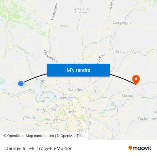 Jambville to Trocy-En-Multien map
