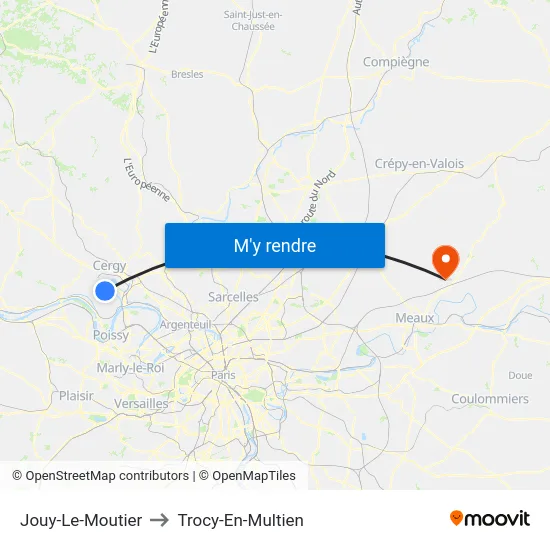 Jouy-Le-Moutier to Trocy-En-Multien map
