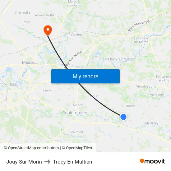 Jouy-Sur-Morin to Trocy-En-Multien map