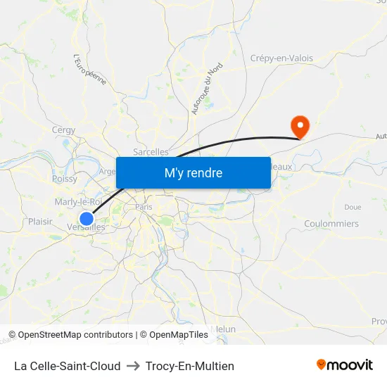 La Celle-Saint-Cloud to Trocy-En-Multien map