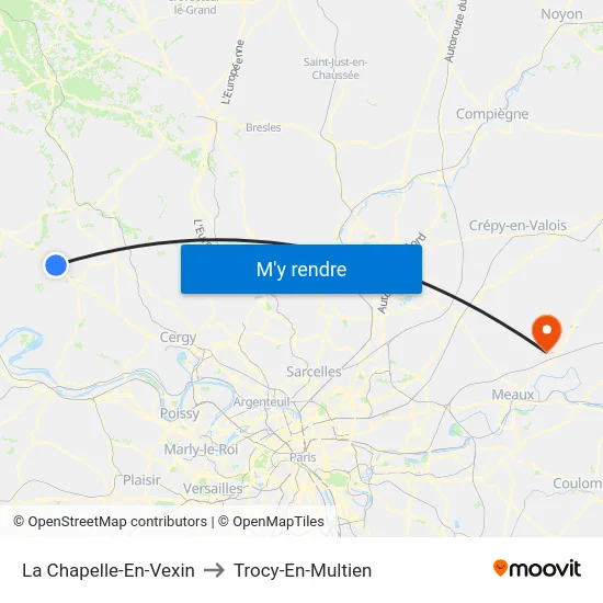 La Chapelle-En-Vexin to Trocy-En-Multien map