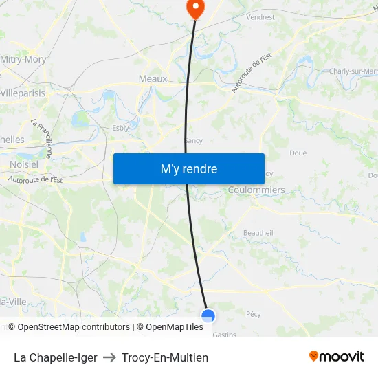 La Chapelle-Iger to Trocy-En-Multien map