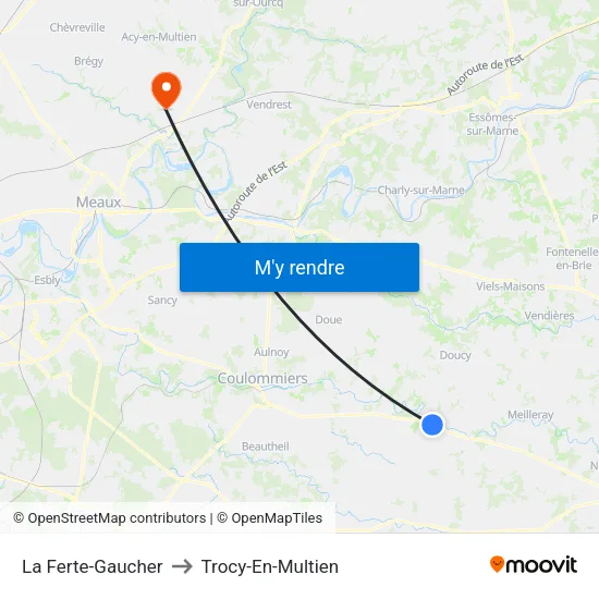La Ferte-Gaucher to Trocy-En-Multien map