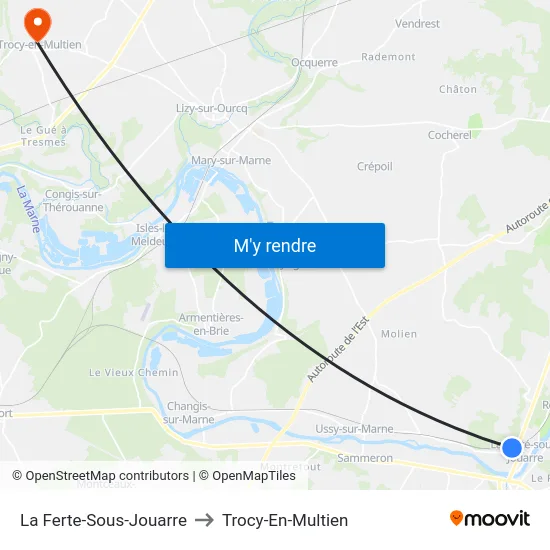 La Ferte-Sous-Jouarre to Trocy-En-Multien map