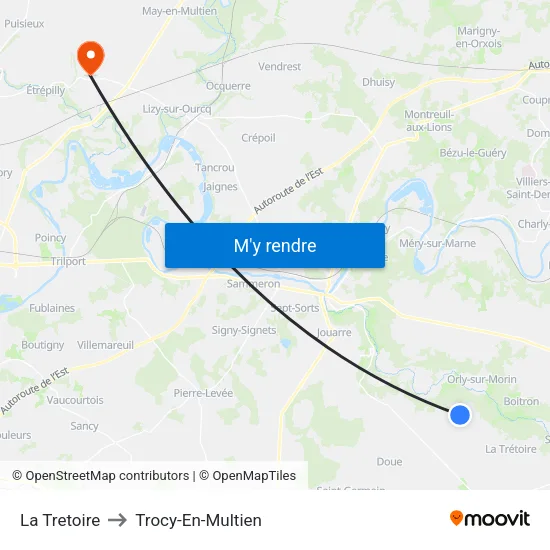 La Tretoire to Trocy-En-Multien map