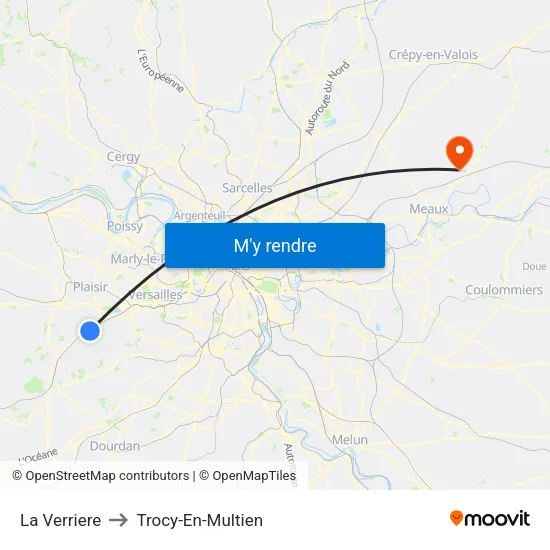 La Verriere to Trocy-En-Multien map