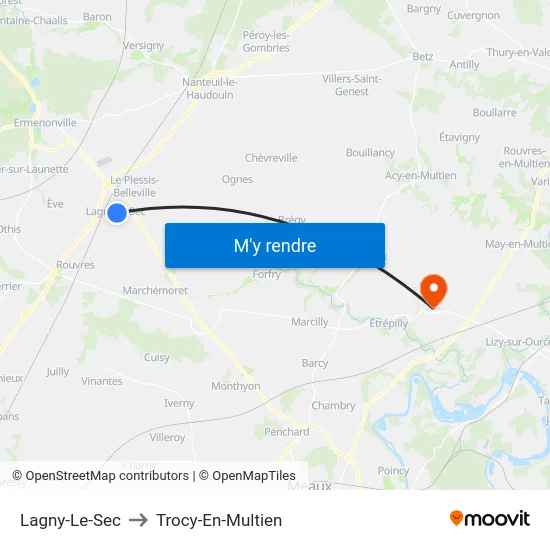 Lagny-Le-Sec to Trocy-En-Multien map