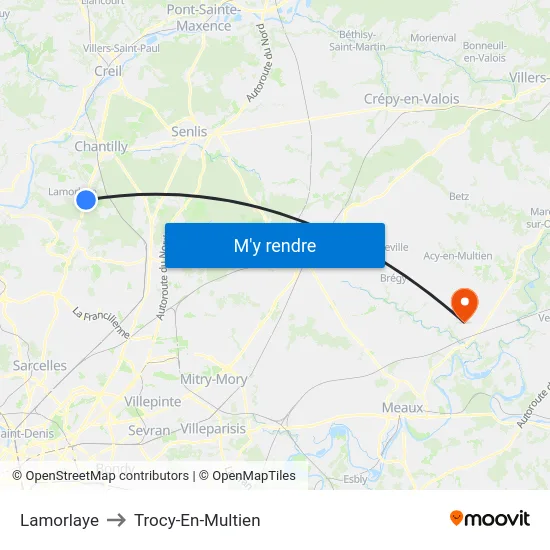 Lamorlaye to Trocy-En-Multien map