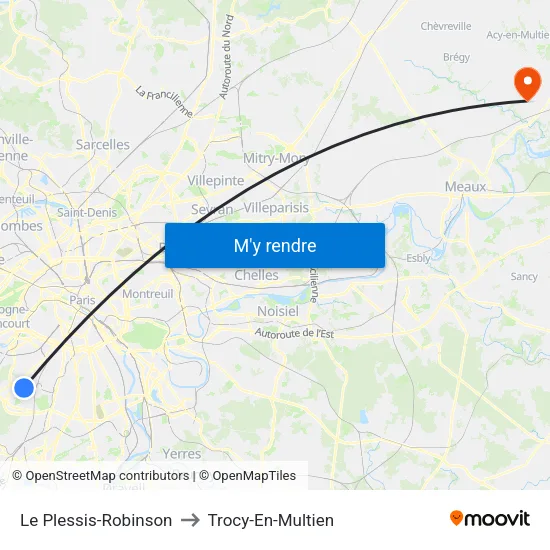 Le Plessis-Robinson to Trocy-En-Multien map
