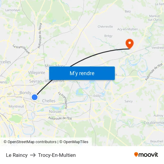 Le Raincy to Trocy-En-Multien map
