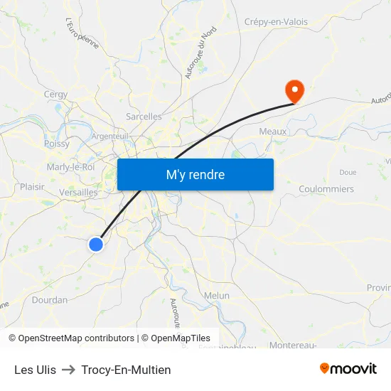 Les Ulis to Trocy-En-Multien map