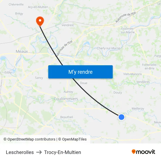 Lescherolles to Trocy-En-Multien map
