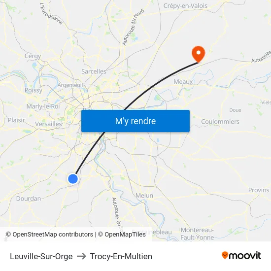 Leuville-Sur-Orge to Trocy-En-Multien map