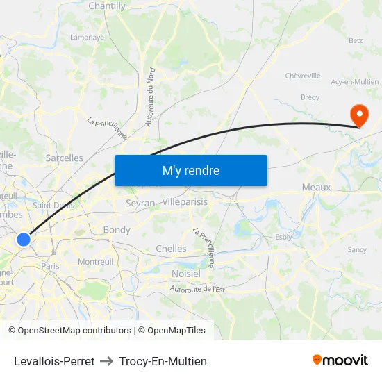 Levallois-Perret to Trocy-En-Multien map
