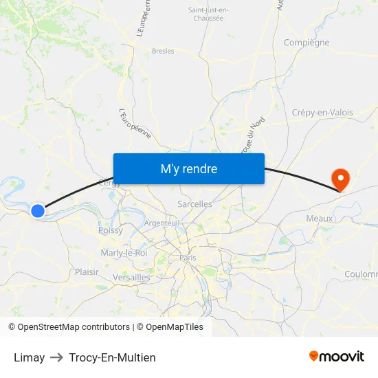 Limay to Trocy-En-Multien map