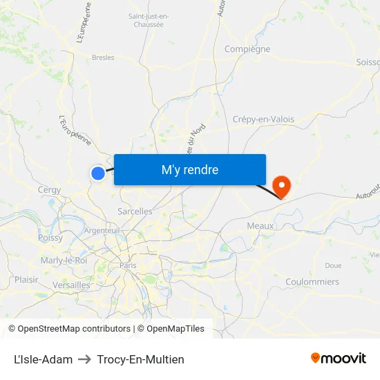 L'Isle-Adam to Trocy-En-Multien map