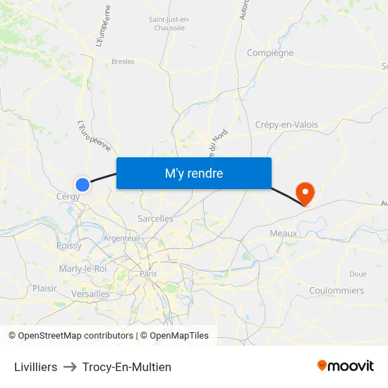 Livilliers to Trocy-En-Multien map
