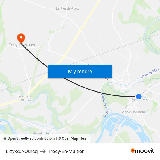 Lizy-Sur-Ourcq to Trocy-En-Multien map
