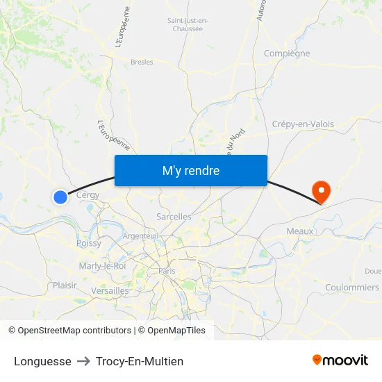 Longuesse to Trocy-En-Multien map