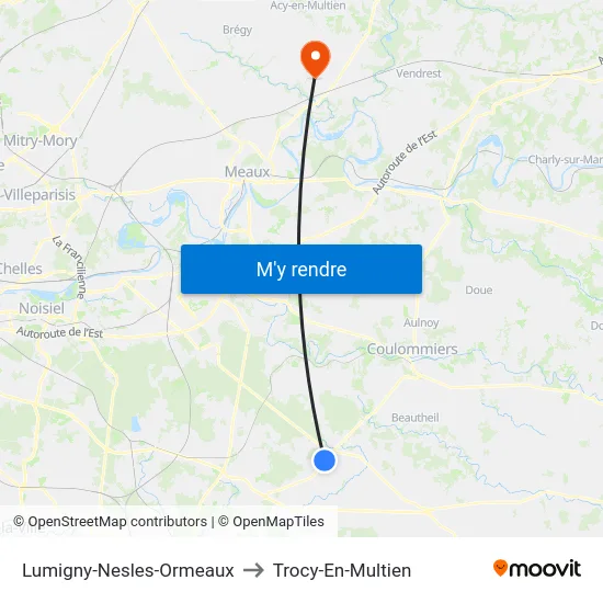 Lumigny-Nesles-Ormeaux to Trocy-En-Multien map