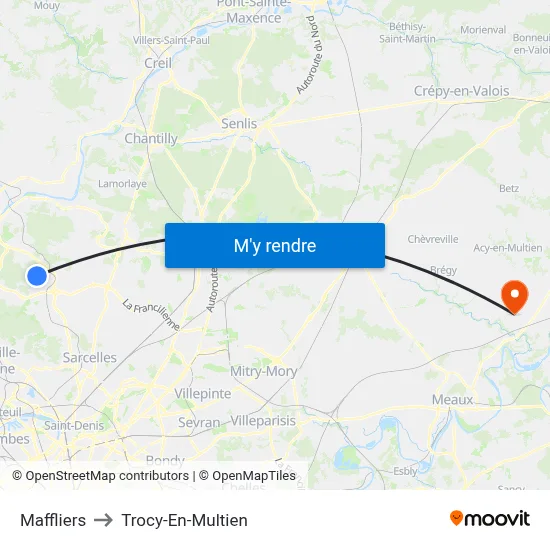 Maffliers to Trocy-En-Multien map