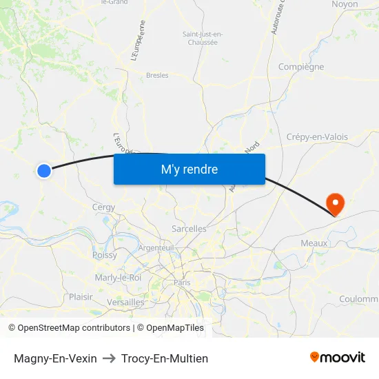 Magny-En-Vexin to Trocy-En-Multien map